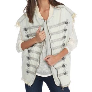 FREE PEOPLE 🦋 Embroidered Military Vest • XS/S